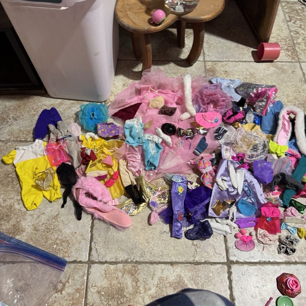 Large VTG Barbie Doll Clothing Lot Over 65+ Pieces Jacket Dress PJs Swimsuit 90s